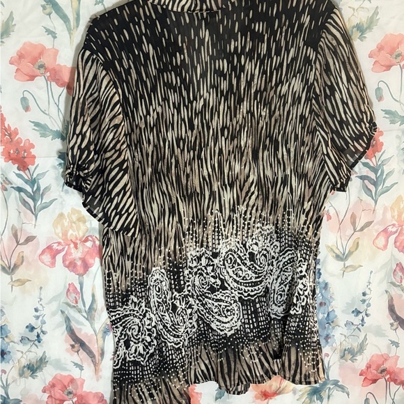 Vintage Fashion Bug Black and Cream Button Down Shirt - Picture 6 of 9